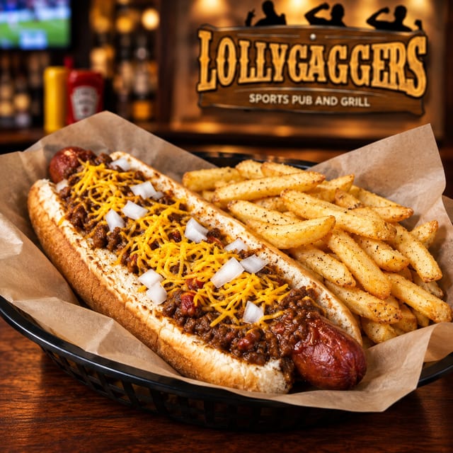 Foot Long Chili Dog.